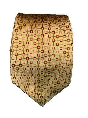 Classic Yellow Geometric Men's Tie Brooks Brothers Makers Necktie Made In USA